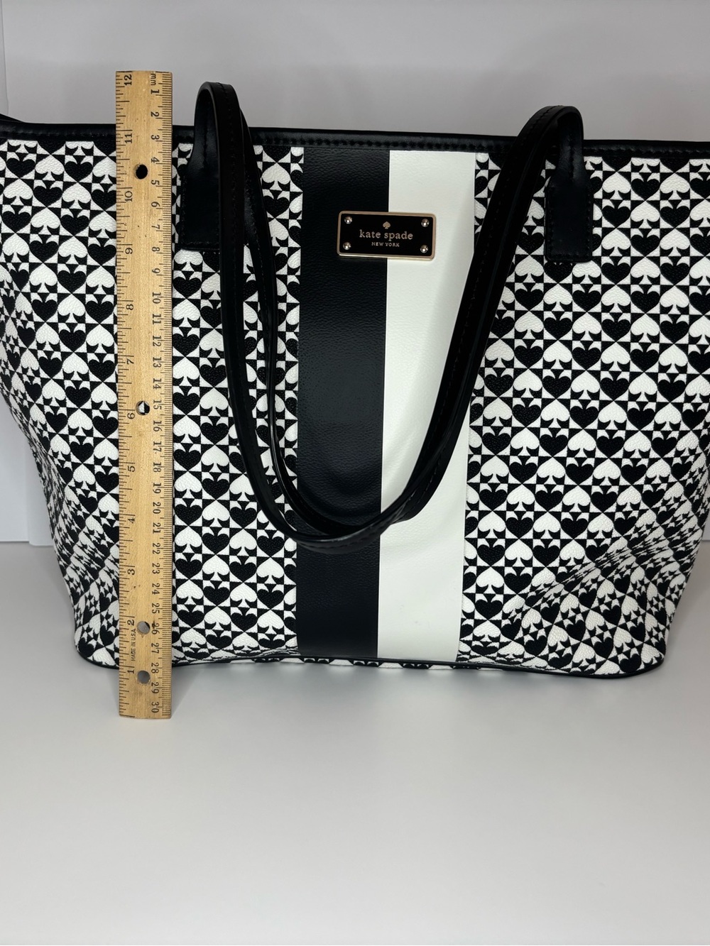 kate spade Black and White Striped Geometric Tote